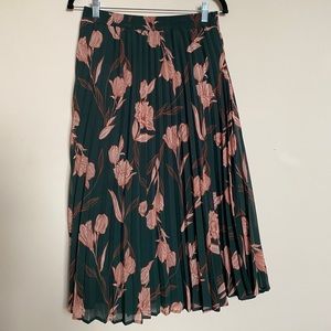 A New Day Floral Pleated Midi Skirt